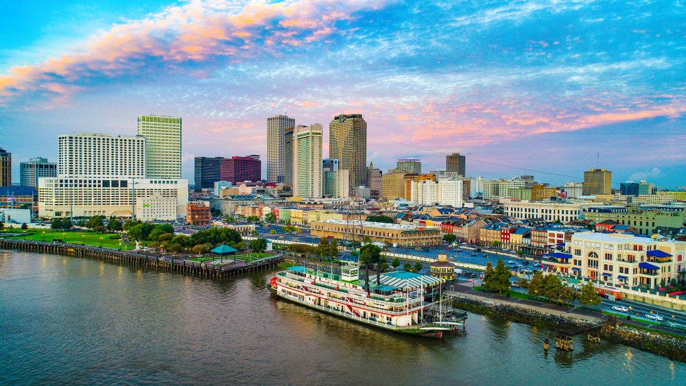 Skyline view of New Orleans during sunrise