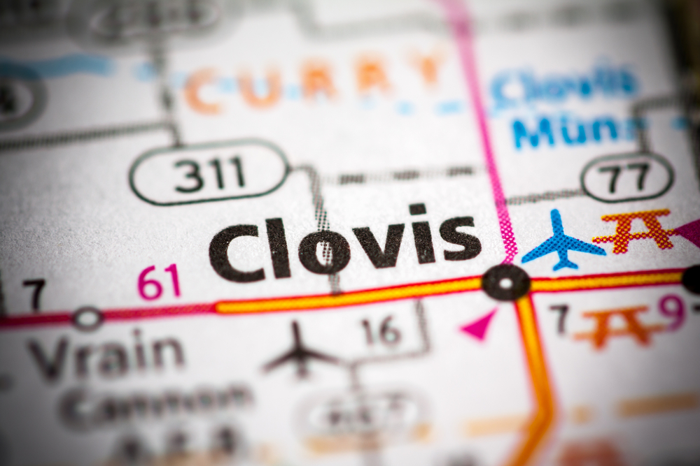 Map with the word Clovis on it