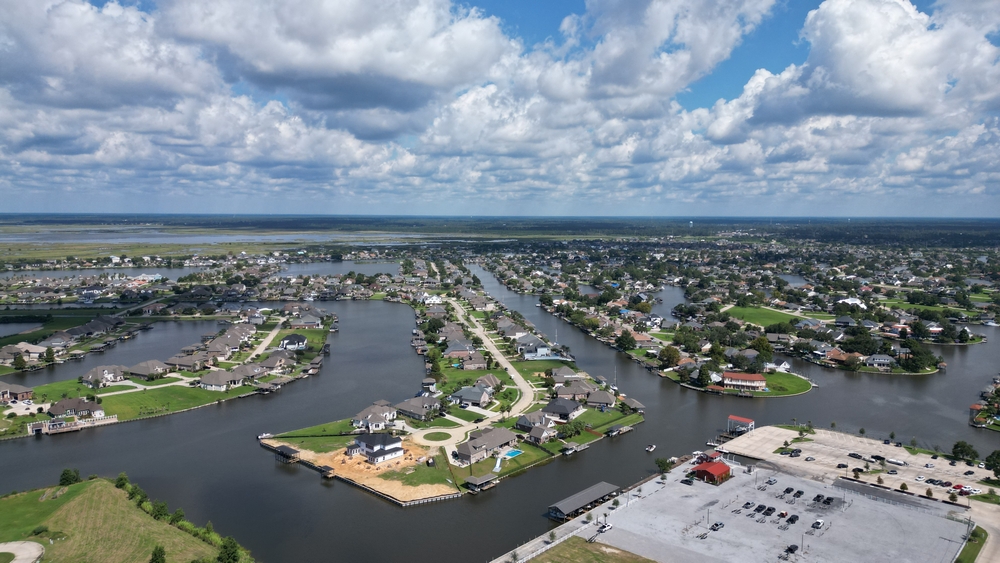 Aerial view of neighborhood in Louisiana