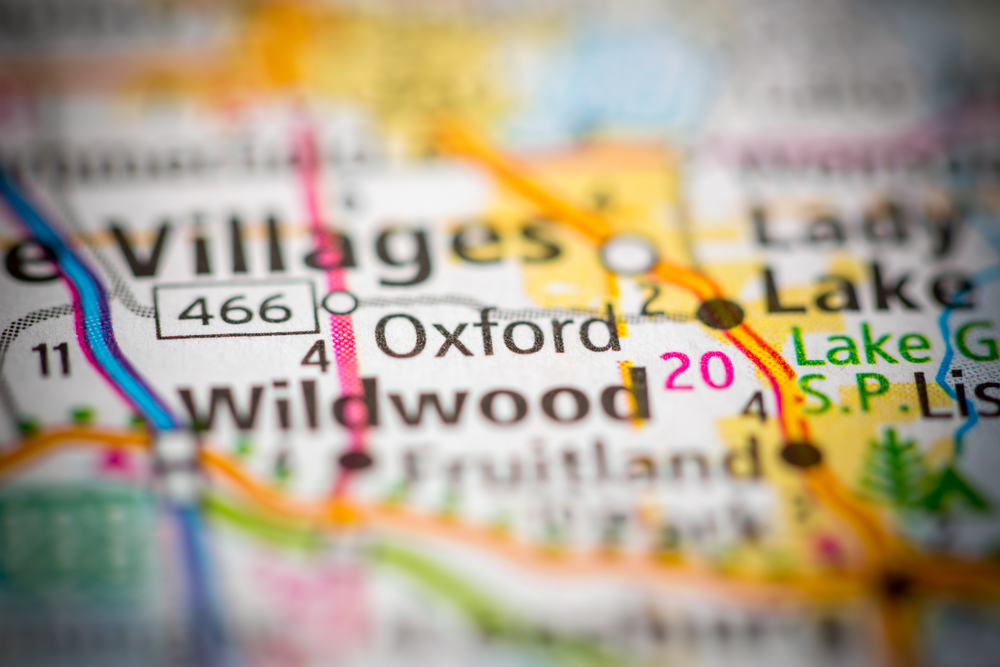 Word Oxford on a map