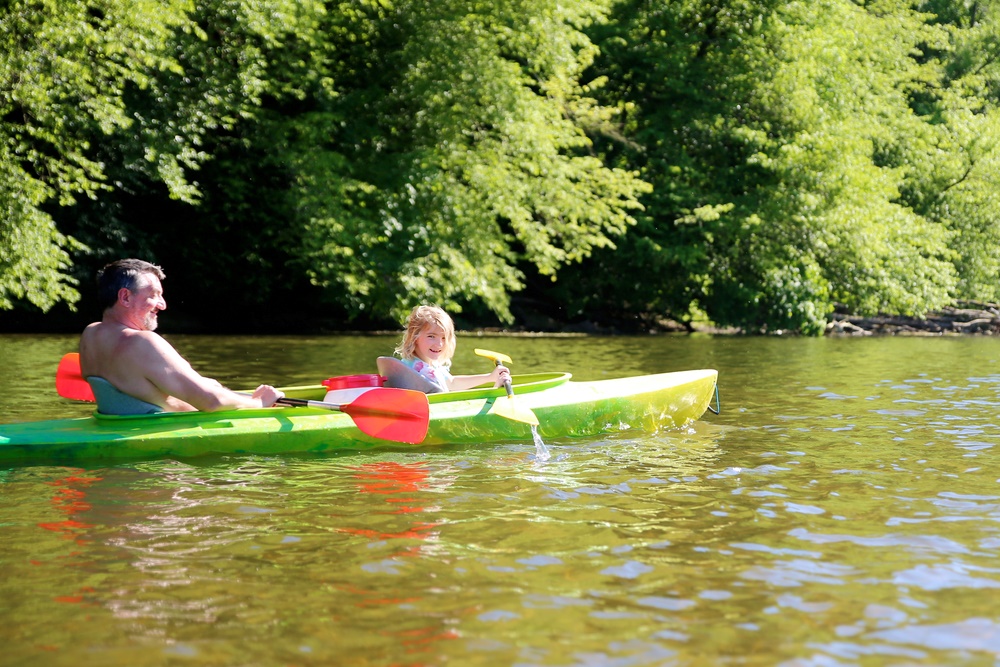 Father and daughter kayaking