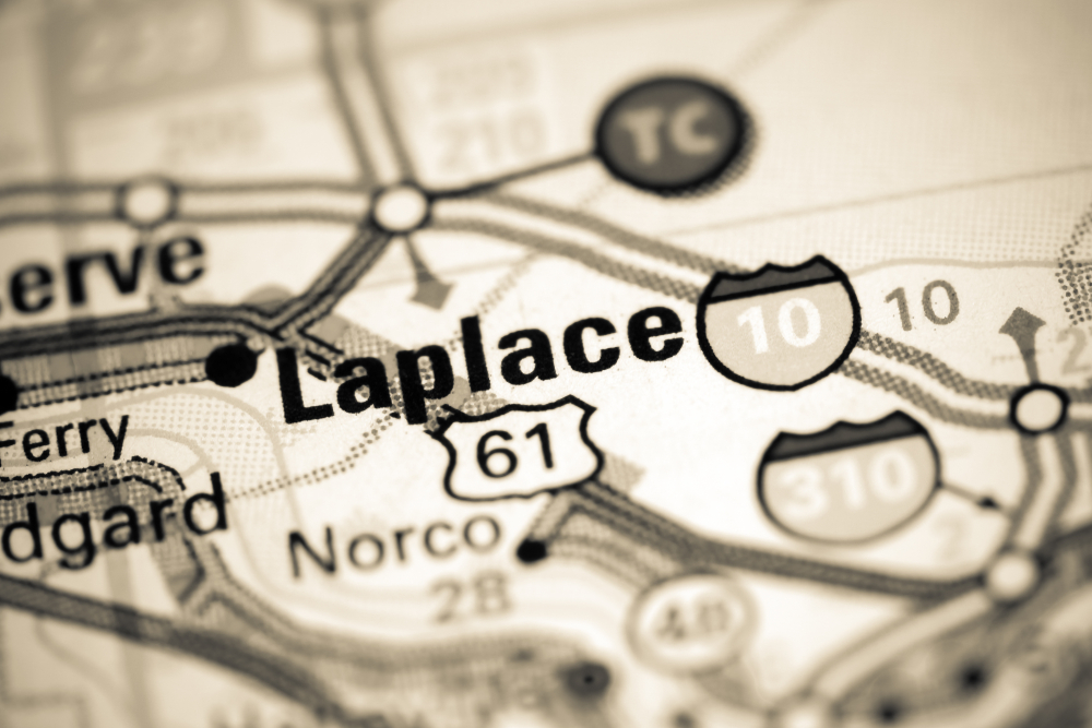 Word Laplace on a map in black and white
